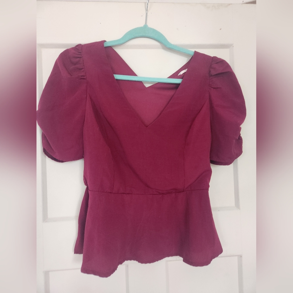 Maroon Peplum Top